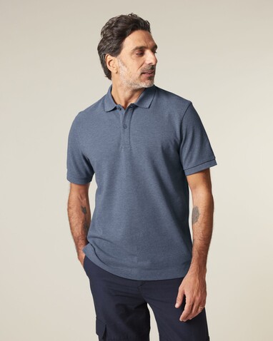 Prepster 2.0 - Das Unisex-Polo - Dark Heather Blue - XL bedrucken, Art.-Nr. STPU222C6521X