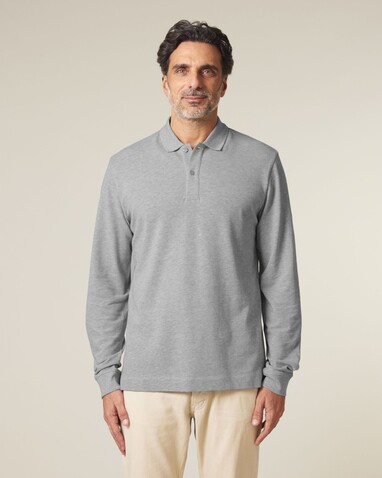 Prepster 2.0 Long Sleeve - Das Langarm-Unisex-Polo - Heather Grey - XL bedrucken, Art.-Nr. STPU223C2501X