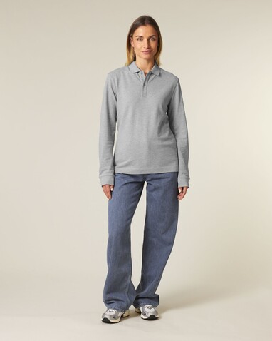 Prepster 2.0 Long Sleeve - Das Langarm-Unisex-Polo - Heather Grey - XL bedrucken, Art.-Nr. STPU223C2501X