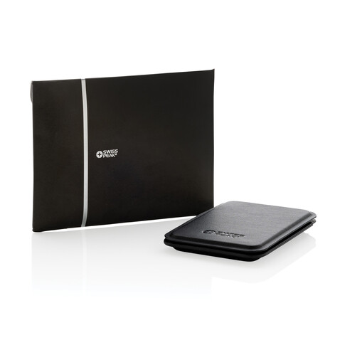 Magstand magnetische Handytasche mit Ständer aus RCS rec. PU schwarz bedrucken, Art.-Nr. P301.7501