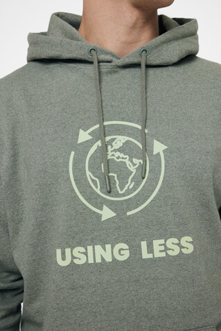 Iqoniq Torres ungefärbter Hoodie aus recycelter Baumwolle heather green bedrucken, Art.-Nr. T9401.015.XXL