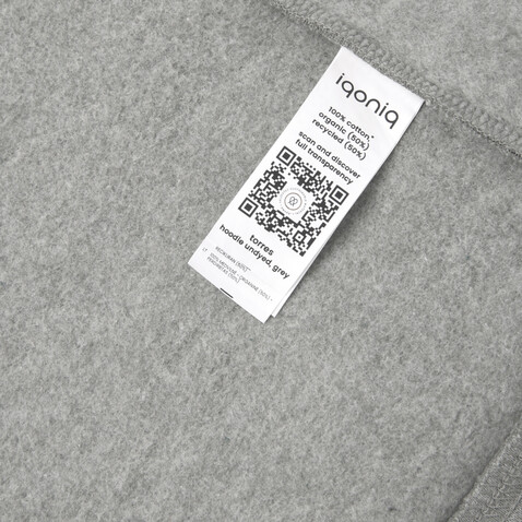 Iqoniq Torres ungefärbter Hoodie aus recycelter Baumwolle heather grey bedrucken, Art.-Nr. T9401.013.4XL