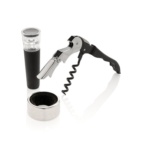 Vino 3-tlg. Sommelier Set silber bedrucken, Art.-Nr. P911.072