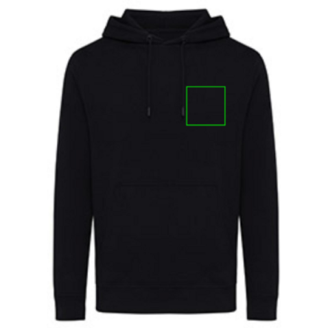 Iqoniq Rila Lightweight Hoodie aus recycelter Baumwolle schwarz bedrucken, Art.-Nr. T9404.001.L