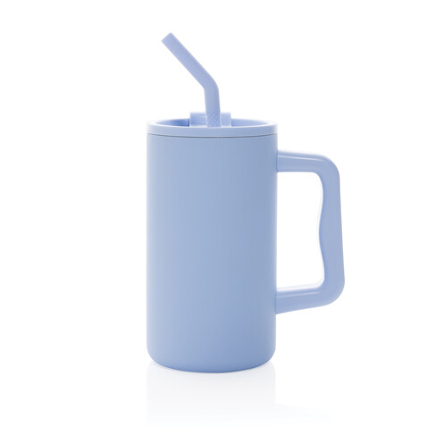 Cube Becher aus RCS recyceltem Stahl 800ml hellblau bedrucken, Art.-Nr. P437.3105