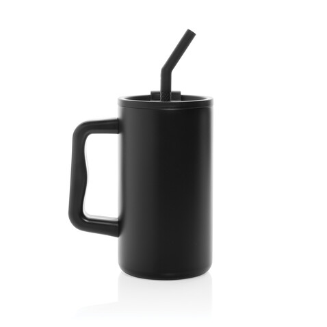 Cube Becher aus RCS recyceltem Stahl 800ml schwarz bedrucken, Art.-Nr. P437.3101