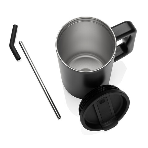 Cube Becher aus RCS recyceltem Stahl 800ml schwarz bedrucken, Art.-Nr. P437.3101
