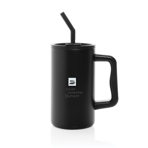 Cube Becher aus RCS recyceltem Stahl 800ml schwarz bedrucken, Art.-Nr. P437.3101