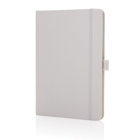 Sam A5 Notizbuch aus RCS zertifiziertem Lederfaserstoff weiß bedrucken, Art.-Nr. P774.603