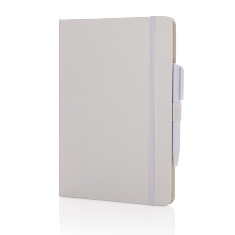 Sam A5 Notizbuch aus RCS zertifiziertem Lederfaserstoff weiß bedrucken, Art.-Nr. P774.603