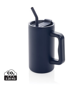 Cube Becher aus RCS recyceltem Stahl 800ml navy blau bedrucken, Art.-Nr. P437.3125