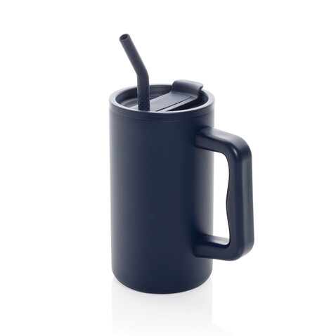 Cube Becher aus RCS recyceltem Stahl 800ml navy blau bedrucken, Art.-Nr. P437.3125