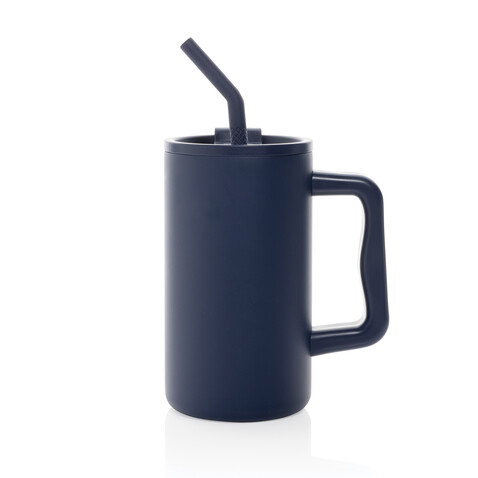 Cube Becher aus RCS recyceltem Stahl 800ml navy blau bedrucken, Art.-Nr. P437.3125