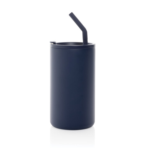 Cube Becher aus RCS recyceltem Stahl 800ml navy blau bedrucken, Art.-Nr. P437.3125