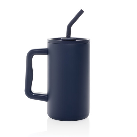 Cube Becher aus RCS recyceltem Stahl 800ml navy blau bedrucken, Art.-Nr. P437.3125
