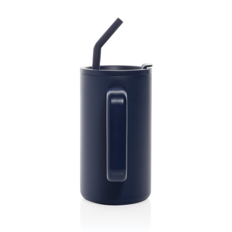Cube Becher aus RCS recyceltem Stahl 800ml navy blau bedrucken, Art.-Nr. P437.3125