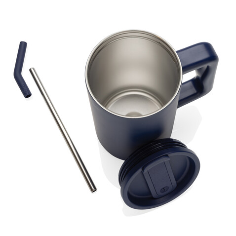 Cube Becher aus RCS recyceltem Stahl 800ml navy blau bedrucken, Art.-Nr. P437.3125