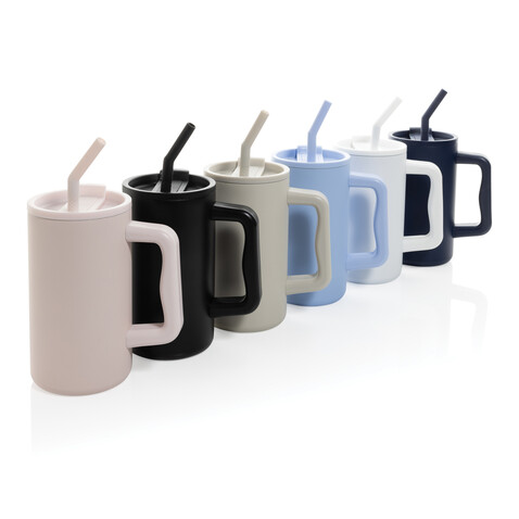 Cube Becher aus RCS recyceltem Stahl 800ml navy blau bedrucken, Art.-Nr. P437.3125