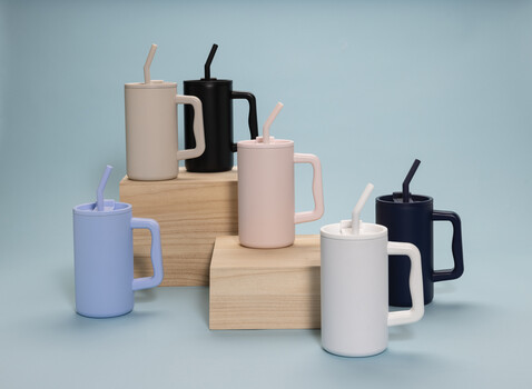 Cube Becher aus RCS recyceltem Stahl 800ml navy blau bedrucken, Art.-Nr. P437.3125