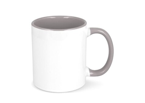 Oslo Sublimationsbecher farbig innen &amp; Griff 300ml - Weiss / Grau bedrucken, Art.-Nr. LT51164-N0161