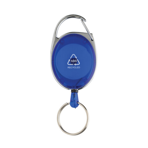 Roller-Clip-Schlüsselanhänger aus RCS recyceltem ABS blau bedrucken, Art.-Nr. P191.6505
