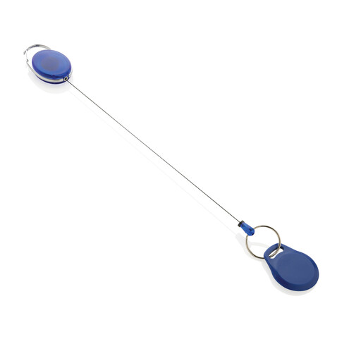 Roller-Clip-Schlüsselanhänger aus RCS recyceltem ABS blau bedrucken, Art.-Nr. P191.6505