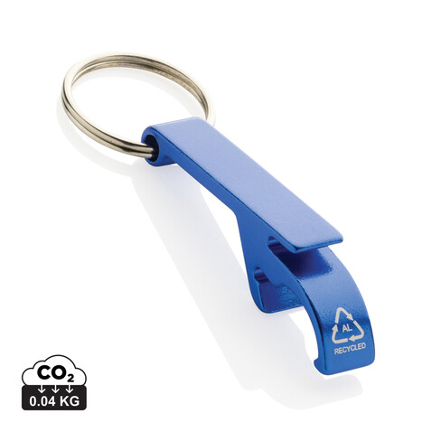Flaschen- und Dosenöffner aus RCS recyceltem Aluminium blau bedrucken, Art.-Nr. P191.7205