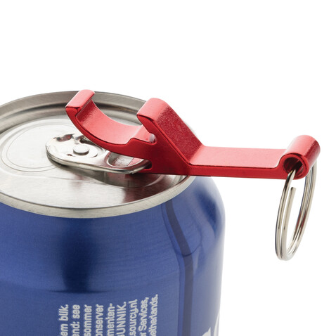 Flaschen- und Dosenöffner aus RCS recyceltem Aluminium rot bedrucken, Art.-Nr. P191.7204
