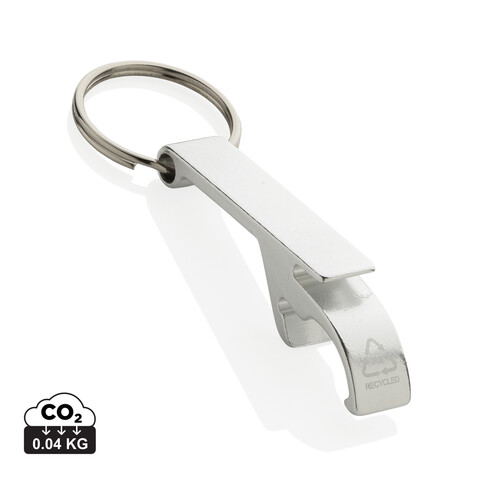 Flaschen- und Dosenöffner aus RCS recyceltem Aluminium silber bedrucken, Art.-Nr. P191.7202