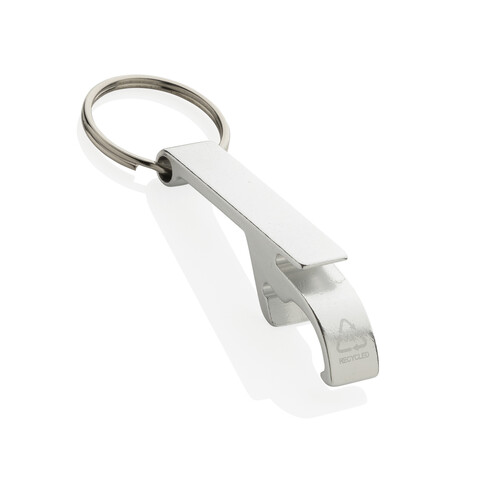 Flaschen- und Dosenöffner aus RCS recyceltem Aluminium silber bedrucken, Art.-Nr. P191.7202