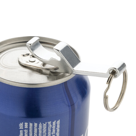Flaschen- und Dosenöffner aus RCS recyceltem Aluminium silber bedrucken, Art.-Nr. P191.7202