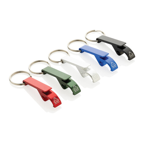 Flaschen- und Dosenöffner aus RCS recyceltem Aluminium silber bedrucken, Art.-Nr. P191.7202