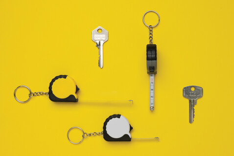 MeasureMate 1m Schlüsselband aus RCS recyceltem ABS weiß bedrucken, Art.-Nr. P191.7303