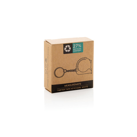 MeasureMate 1m Schlüsselband aus RCS recyceltem ABS weiß bedrucken, Art.-Nr. P191.7303