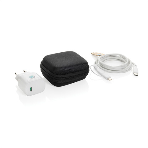 Boost 2-tlg. 20W Type-C Ladeset aus RCS recyceltem PET schwarz bedrucken, Art.-Nr. P301.2501