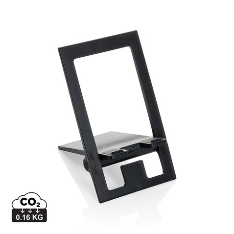 SnapStand faltbarer Telefonständer aus RCS recyceltem ABS schwarz bedrucken, Art.-Nr. P301.4101