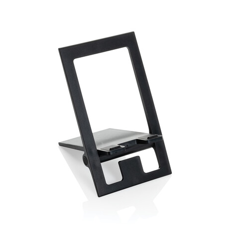 SnapStand faltbarer Telefonständer aus RCS recyceltem ABS schwarz bedrucken, Art.-Nr. P301.4101