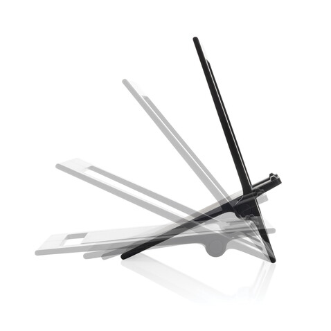 SnapStand faltbarer Telefonständer aus RCS recyceltem ABS schwarz bedrucken, Art.-Nr. P301.4101
