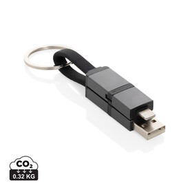 Terra 4-in-1 Schnellladekabel für den Schlüsselbund aus rAlu grau bedrucken, Art.-Nr. P302.7602 Terra 4-in-1 Schnellladekabel für den Schlüsselbund aus rAlu grau bedrucken, Art.-Nr. P302.7602