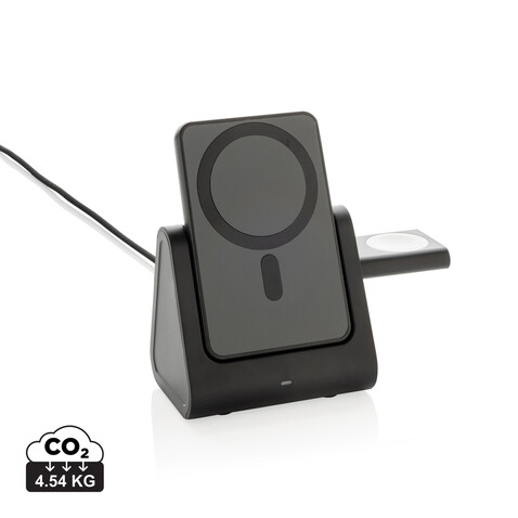 Powerbase 3-in-1-Charger aus RCS Kunststoff mit Powerbank schwarz bedrucken, Art.-Nr. P309.0201