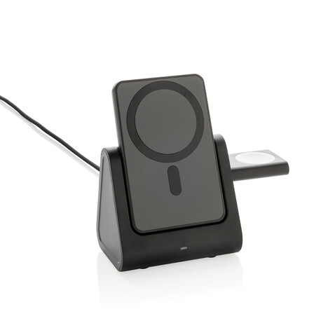 Powerbase 3-in-1-Charger aus RCS Kunststoff mit Powerbank schwarz bedrucken, Art.-Nr. P309.0201