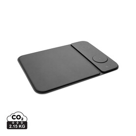 Swiss Peak 15W 3-in-1 Lade-Mauspad aus RCS recyceltem PU schwarz bedrucken, Art.-Nr. P309.0301 Swiss Peak 15W 3-in-1 Lade-Mauspad aus RCS recyceltem PU schwarz bedrucken, Art.-Nr. P309.0301