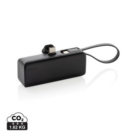 Powerlink 3000mah Powerbank aus RCS rPlastic mit USB-C Kabel schwarz bedrucken, Art.-Nr. P322.4901 Powerlink 3000mah Powerbank aus RCS rPlastic mit USB-C Kabel schwarz bedrucken, Art.-Nr. P322.4901