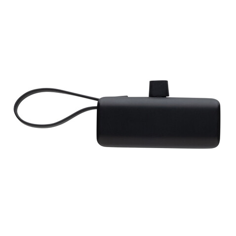 Powerlink 3000mah Powerbank aus RCS rPlastic mit USB-C Kabel schwarz bedrucken, Art.-Nr. P322.4901