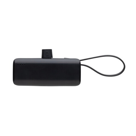 Powerlink 3000mah Powerbank aus RCS rPlastic mit USB-C Kabel schwarz bedrucken, Art.-Nr. P322.4901