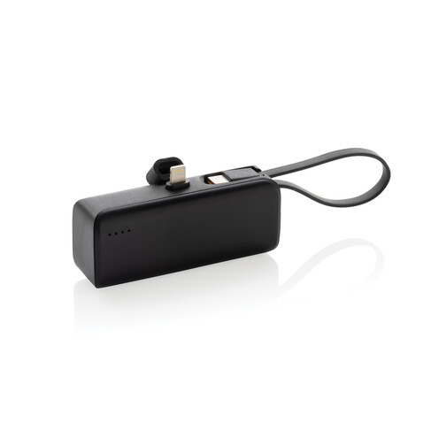 Powerlink 3000mah iOS-Connector Powerbank aus RCS rPlastic schwarz bedrucken, Art.-Nr. P322.5001