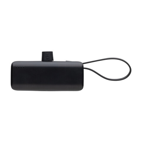 Powerlink 3000mah iOS-Connector Powerbank aus RCS rPlastic schwarz bedrucken, Art.-Nr. P322.5001