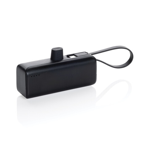 Powerlink 3000mah iOS-Connector Powerbank aus RCS rPlastic schwarz bedrucken, Art.-Nr. P322.5001