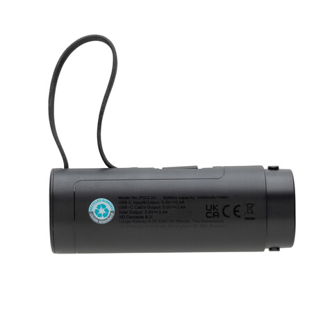 CycleCell 5000mah Powerbank mit herausnehmbarer Batterie schwarz bedrucken, Art.-Nr. P322.5301
