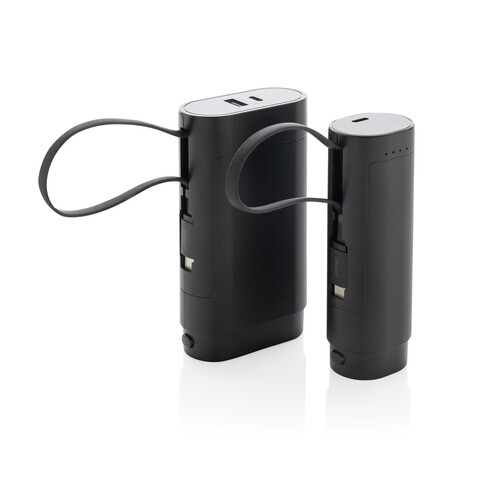 CycleCell 5000mah Powerbank mit herausnehmbarer Batterie schwarz bedrucken, Art.-Nr. P322.5301